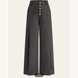 COMMENSE wide leg button front grey pants size small